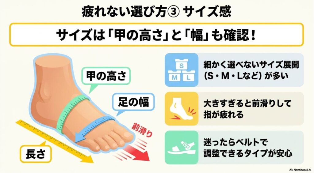 甲の高さと足幅に合わせた正しいサイズの探し方