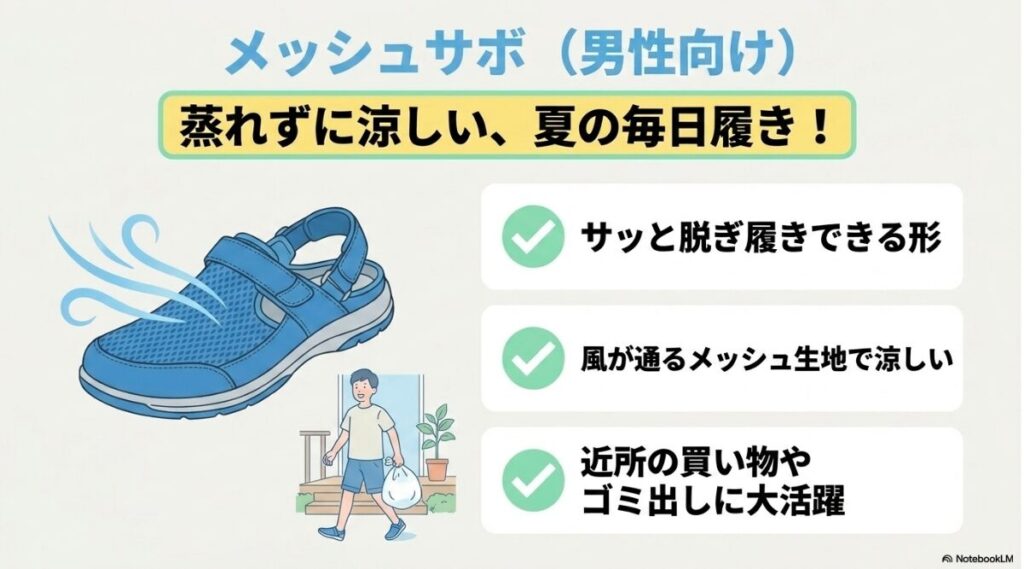 夏のちょっとした外出に便利なサボサンダル