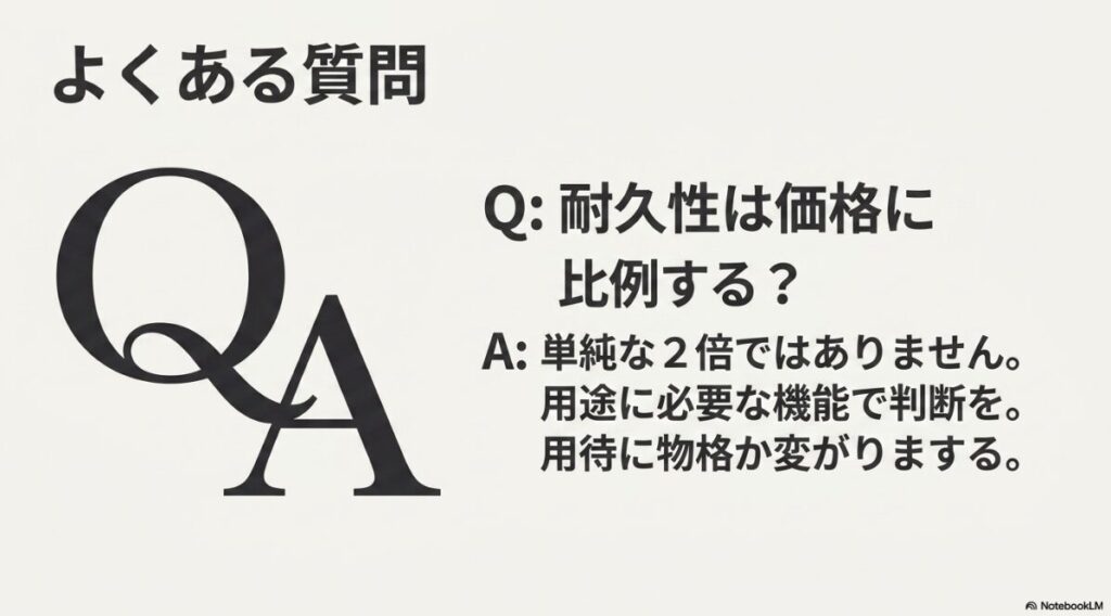 耐久性と価格の比例に関する疑問への回答
