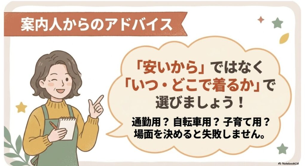 安さではなくいつどこで着るかを基準にした選び方のアドバイス