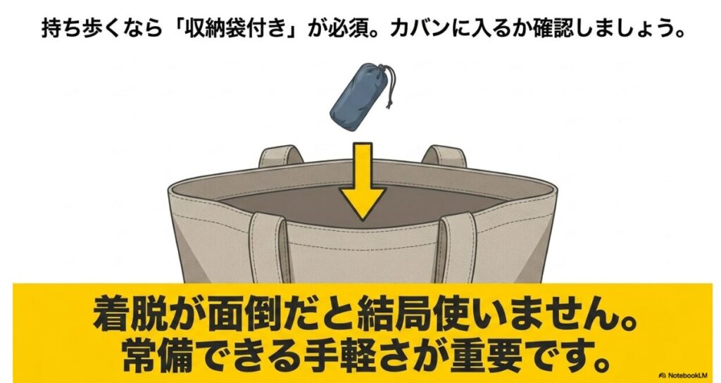 カバンに入れて持ち歩くためのコンパクトな携帯性