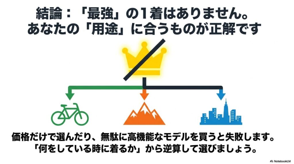 用途から逆算して自分に合った雨具を選ぶ重要性