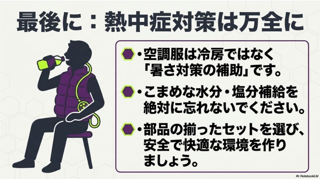 水分と塩分補給を忘れず安全な環境を作るための注意喚起
