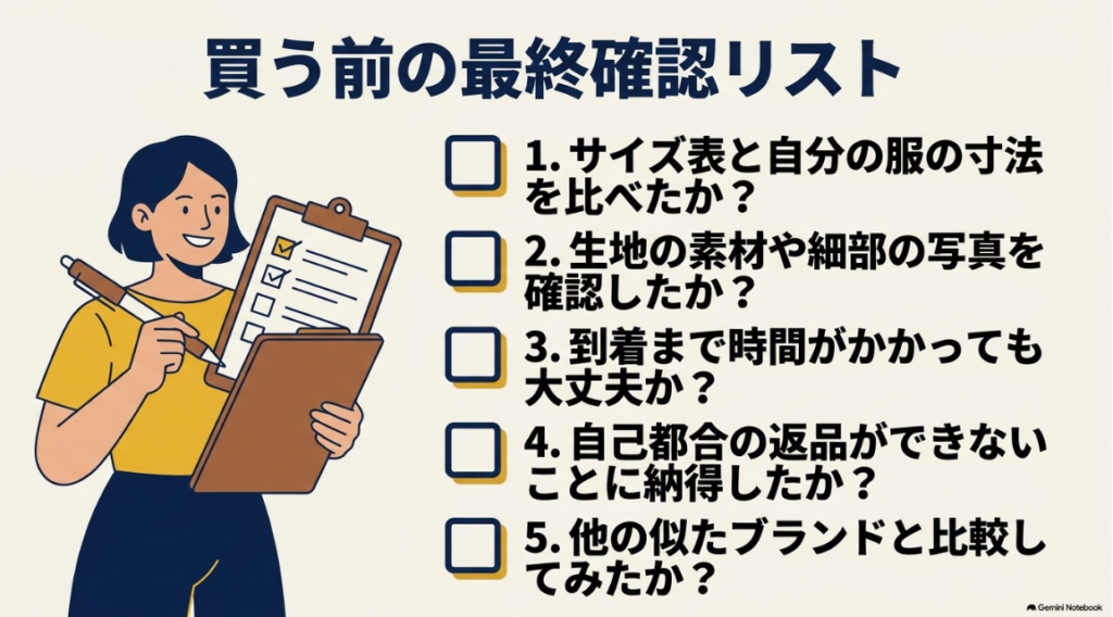 サイズや返品条件などSOLEA購入前の5つのセルフチェック項目