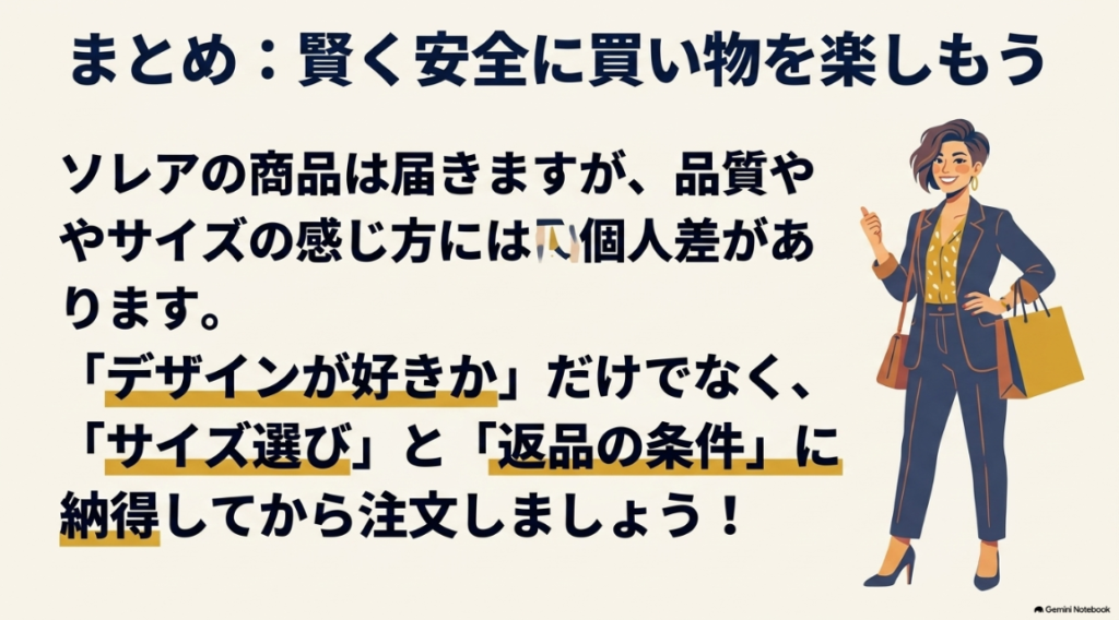 SOLEA通販の特徴を理解して納得いく選択をするためのまとめ