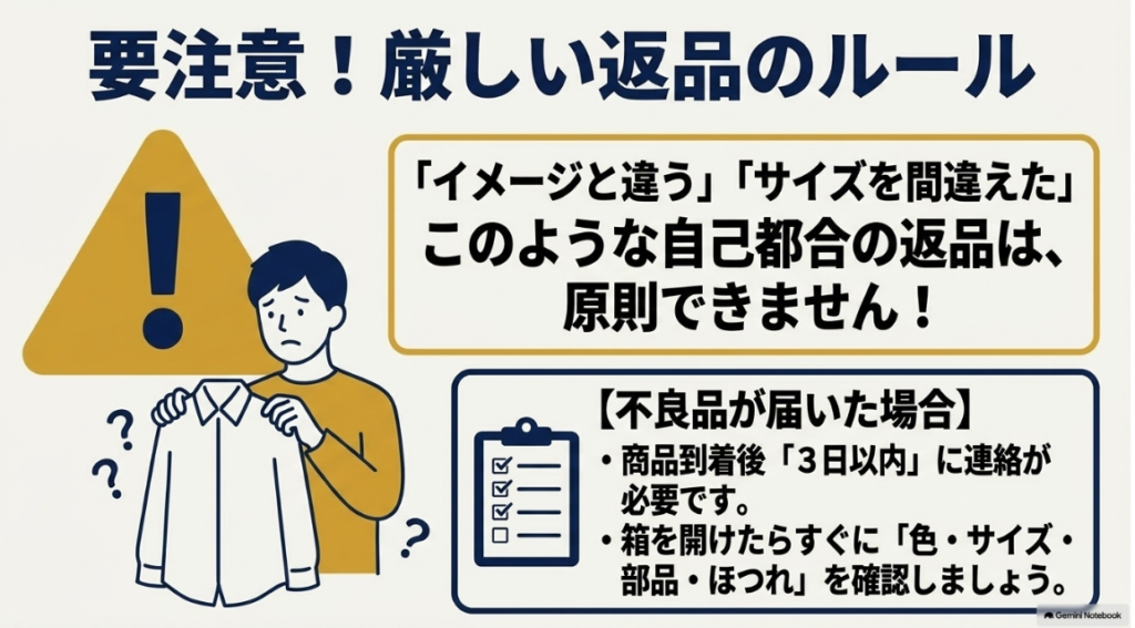 SOLEAで不良品が届いた場合の連絡期限と返品に関する注意点