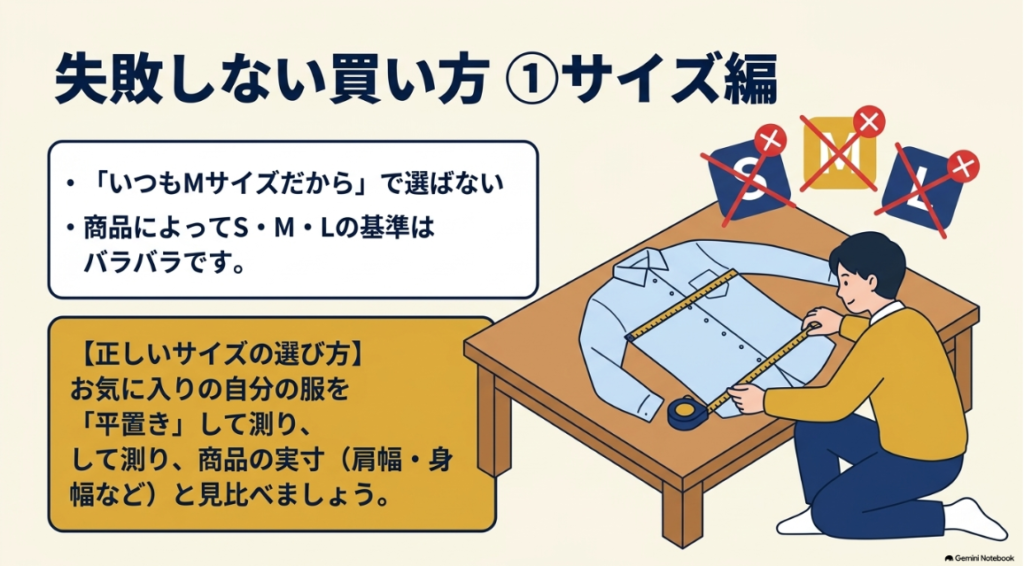 お気に入りの服を平置きしてSOLEAの実寸と比較する方法