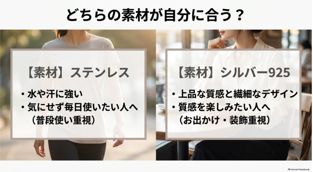 普段使いと質感で選ぶLIBASEのアクセサリー素材