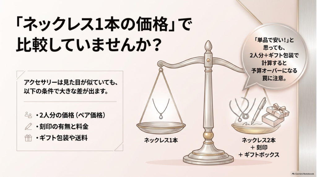 ペア価格と刻印やギフト費用を含めた比較方法