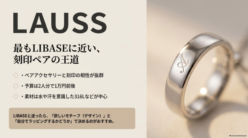 LAUSSのペアアクセサリーと316L素材の特徴