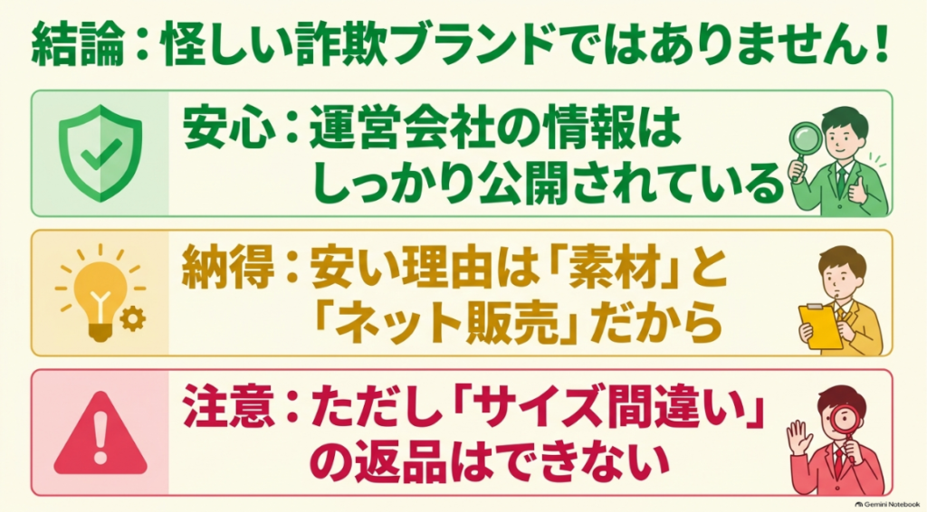 運営情報と価格の理由と返品注意点をまとめた結論