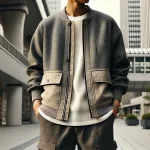 ReZARDの服を着用した男性のスタイリッシュな街中コーディネート